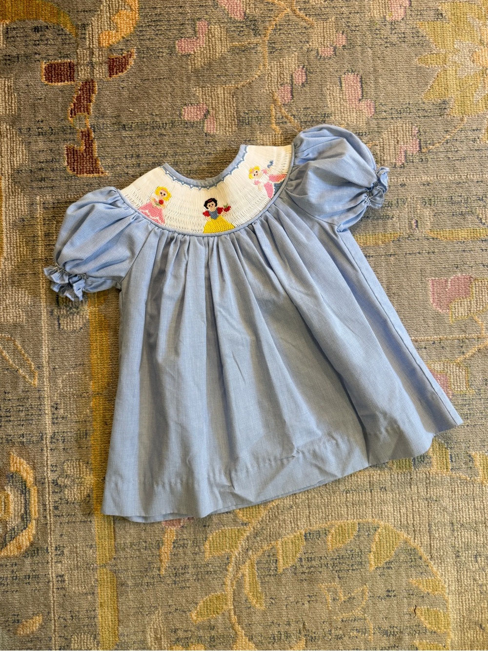 Remember Nguyen Disney Smocked Bishop Dress 4 Blue Gingham Princess